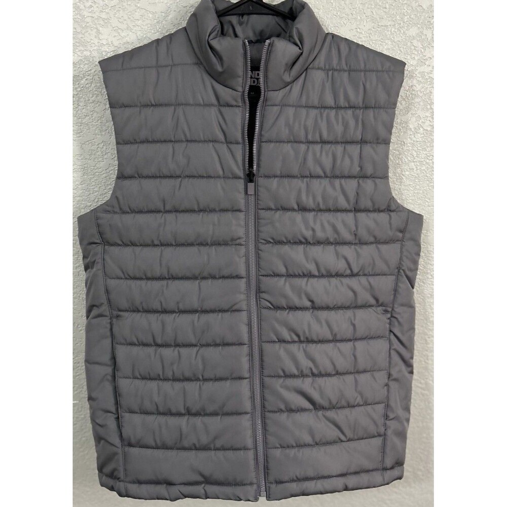 Lands' End Zip Up Puffer Vest Men's Grey Oeko-Tex - Size Medium - Picture 1 of 6